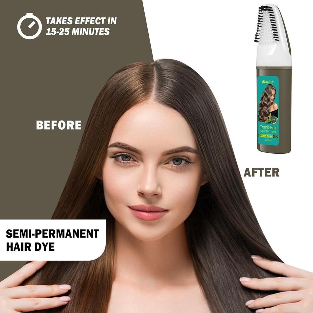 Linen Hair Dye Shampoo,Hair Dye,Hair Color Shampoo,Champu Para Canas 4 in 1 Semi - Picture 2 of 6
